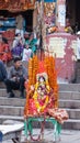 Temporary Hindu shrine aside the Ganges Royalty Free Stock Photo